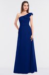 ColsBM Kelsey Sodalite Blue Elegant A-line Zip up Floor Length Ruching Bridesmaid Dresses