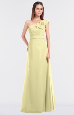 ColsBM Kelsey Soft Yellow Elegant A-line Zip up Floor Length Ruching Bridesmaid Dresses