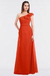 ColsBM Kelsey Tangerine Tango Elegant A-line Zip up Floor Length Ruching Bridesmaid Dresses
