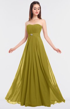 ColsBM Claire Golden Olive Elegant A-line Strapless Sleeveless Appliques Bridesmaid Dresses