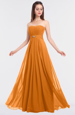 ColsBM Claire Orange Elegant A-line Strapless Sleeveless Appliques Bridesmaid Dresses