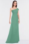 ColsBM Meredith Beryl Green Elegant A-line Asymmetric Neckline Zip up Floor Length Bridesmaid Dresses