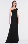 ColsBM Meredith Black Elegant A-line Asymmetric Neckline Zip up Floor Length Bridesmaid Dresses