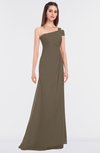ColsBM Meredith Carafe Brown Elegant A-line Asymmetric Neckline Zip up Floor Length Bridesmaid Dresses