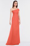 ColsBM Meredith Living Coral Elegant A-line Asymmetric Neckline Zip up Floor Length Bridesmaid Dresses