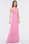 ColsBM Meredith Pink Elegant A-line Asymmetric Neckline Zip up Floor Length Bridesmaid Dresses