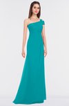 ColsBM Meredith Teal Elegant A-line Asymmetric Neckline Zip up Floor Length Bridesmaid Dresses