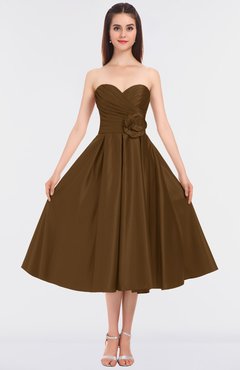 ColsBM Kallie Toffee Gorgeous A-line Strapless Sleeveless Flower Bridesmaid Dresses
