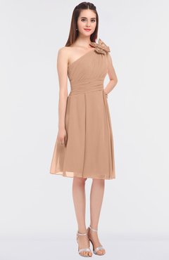 ColsBM Dalary Almost Apricot Classic A-line Asymmetric Neckline Sleeveless Criss-cross Straps Knee Length Bridesmaid Dresses