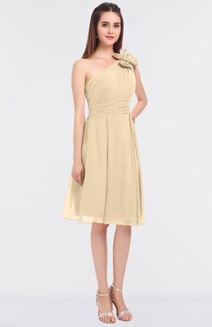 ColsBM Dalary Apricot Gelato Classic A-line Asymmetric Neckline Sleeveless Criss-cross Straps Knee Length Bridesmaid Dresses