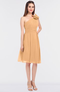 ColsBM Dalary Apricot Classic A-line Asymmetric Neckline Sleeveless Criss-cross Straps Knee Length Bridesmaid Dresses
