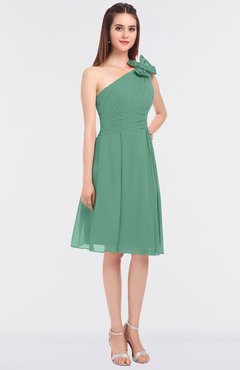 ColsBM Dalary Beryl Green Classic A-line Asymmetric Neckline Sleeveless Criss-cross Straps Knee Length Bridesmaid Dresses