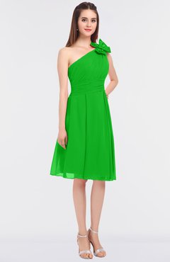 ColsBM Dalary Classic Green Classic A-line Asymmetric Neckline Sleeveless Criss-cross Straps Knee Length Bridesmaid Dresses