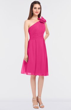 ColsBM Dalary Fandango Pink Classic A-line Asymmetric Neckline Sleeveless Criss-cross Straps Knee Length Bridesmaid Dresses