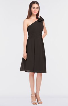 ColsBM Dalary Fudge Brown Classic A-line Asymmetric Neckline Sleeveless Criss-cross Straps Knee Length Bridesmaid Dresses