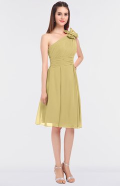 ColsBM Dalary Gold Classic A-line Asymmetric Neckline Sleeveless Criss-cross Straps Knee Length Bridesmaid Dresses