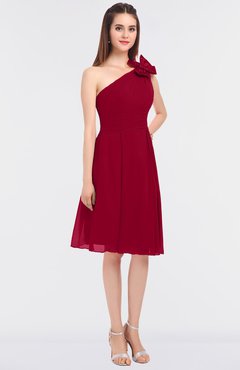 ColsBM Dalary Maroon Classic A-line Asymmetric Neckline Sleeveless Criss-cross Straps Knee Length Bridesmaid Dresses