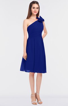 ColsBM Dalary Nautical Blue Classic A-line Asymmetric Neckline Sleeveless Criss-cross Straps Knee Length Bridesmaid Dresses