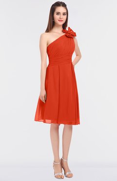 ColsBM Dalary Persimmon Classic A-line Asymmetric Neckline Sleeveless Criss-cross Straps Knee Length Bridesmaid Dresses