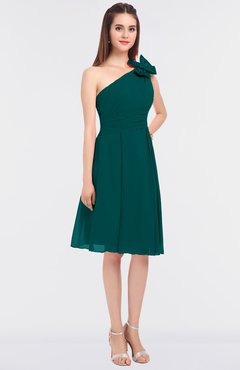 ColsBM Dalary Shaded Spruce Classic A-line Asymmetric Neckline Sleeveless Criss-cross Straps Knee Length Bridesmaid Dresses