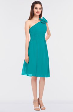 ColsBM Dalary Teal Classic A-line Asymmetric Neckline Sleeveless Criss-cross Straps Knee Length Bridesmaid Dresses