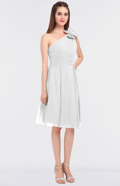 ColsBM Dalary White Classic A-line Asymmetric Neckline Sleeveless Criss-cross Straps Knee Length Bridesmaid Dresses
