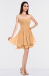 ColsBM Makenna Apricot Glamorous A-line Strapless Sleeveless Mini Beaded Bridesmaid Dresses