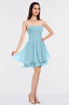 ColsBM Makenna Aqua Glamorous A-line Strapless Sleeveless Mini Beaded Bridesmaid Dresses