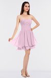 ColsBM Makenna Baby Pink Glamorous A-line Strapless Sleeveless Mini Beaded Bridesmaid Dresses
