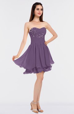 ColsBM Makenna Chinese Violet Glamorous A-line Strapless Sleeveless Mini Beaded Bridesmaid Dresses
