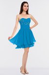 ColsBM Makenna Cornflower Blue Glamorous A-line Strapless Sleeveless Mini Beaded Bridesmaid Dresses