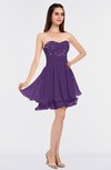 ColsBM Makenna Dark Purple Glamorous A-line Strapless Sleeveless Mini Beaded Bridesmaid Dresses