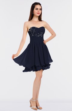 ColsBM Makenna Dark Sapphire Glamorous A-line Strapless Sleeveless Mini Beaded Bridesmaid Dresses