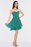 ColsBM Makenna Emerald Green Glamorous A-line Strapless Sleeveless Mini Beaded Bridesmaid Dresses