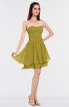 ColsBM Makenna Golden Olive Glamorous A-line Strapless Sleeveless Mini Beaded Bridesmaid Dresses
