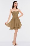 ColsBM Makenna Indian Tan Glamorous A-line Strapless Sleeveless Mini Beaded Bridesmaid Dresses