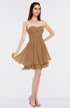 ColsBM Makenna Light Brown Glamorous A-line Strapless Sleeveless Mini Beaded Bridesmaid Dresses