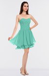 ColsBM Makenna Mint Green Glamorous A-line Strapless Sleeveless Mini Beaded Bridesmaid Dresses