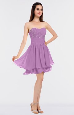 ColsBM Makenna Orchid Glamorous A-line Strapless Sleeveless Mini Beaded Bridesmaid Dresses