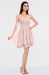 ColsBM Makenna Pastel Pink Glamorous A-line Strapless Sleeveless Mini Beaded Bridesmaid Dresses