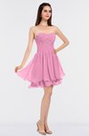 ColsBM Makenna Pink Glamorous A-line Strapless Sleeveless Mini Beaded Bridesmaid Dresses