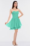 ColsBM Makenna Seafoam Green Glamorous A-line Strapless Sleeveless Mini Beaded Bridesmaid Dresses