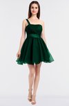 ColsBM Lucille Alpine Green Princess Ball Gown Asymmetric Neckline Zip up Mini Ruching Bridesmaid Dresses