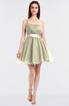 ColsBM Lucille Bleached Sand Princess Ball Gown Asymmetric Neckline Zip up Mini Ruching Bridesmaid Dresses