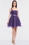 ColsBM Lucille Chalk Violet Princess Ball Gown Asymmetric Neckline Zip up Mini Ruching Bridesmaid Dresses