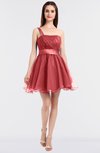 ColsBM Lucille Coral Princess Ball Gown Asymmetric Neckline Zip up Mini Ruching Bridesmaid Dresses