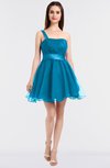 ColsBM Lucille Cornflower Blue Princess Ball Gown Asymmetric Neckline Zip up Mini Ruching Bridesmaid Dresses