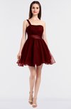 ColsBM Lucille Dark Red Princess Ball Gown Asymmetric Neckline Zip up Mini Ruching Bridesmaid Dresses