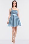 ColsBM Lucille Dream Blue Princess Ball Gown Asymmetric Neckline Zip up Mini Ruching Bridesmaid Dresses