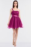 ColsBM Lucille Hot Pink Princess Ball Gown Asymmetric Neckline Zip up Mini Ruching Bridesmaid Dresses